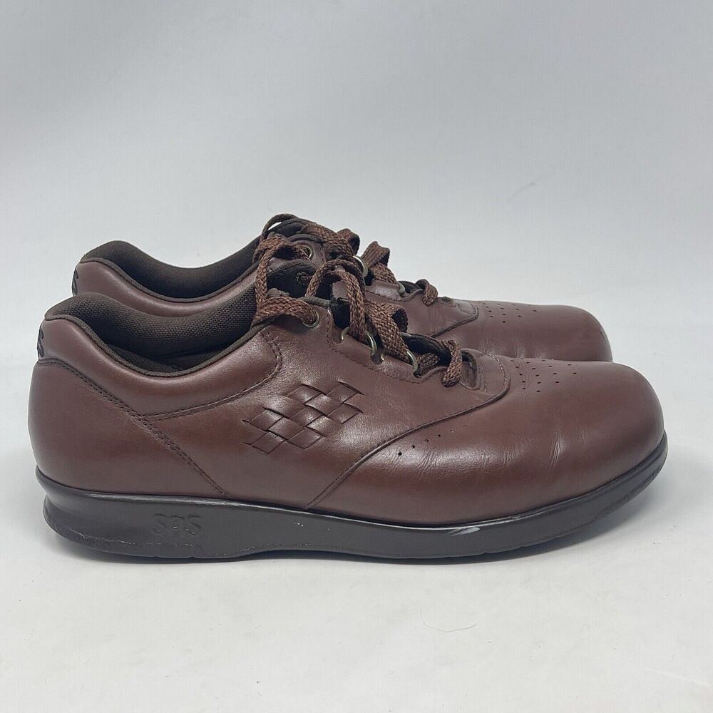 SAS Free Time Shoes Womens 7.5 M Brown Leather Lace Up Comfort Walking Sneakers